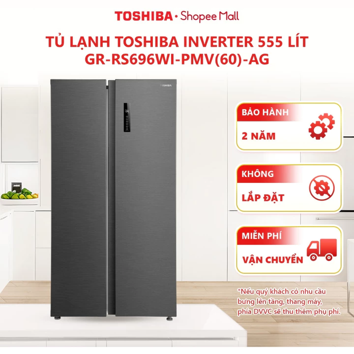 [FREESHIP] Tủ lạnh Toshiba Inverter 555 lít Side By Side GR-RS696WI-PMV(60)-AG - Bảo hành 2 năm