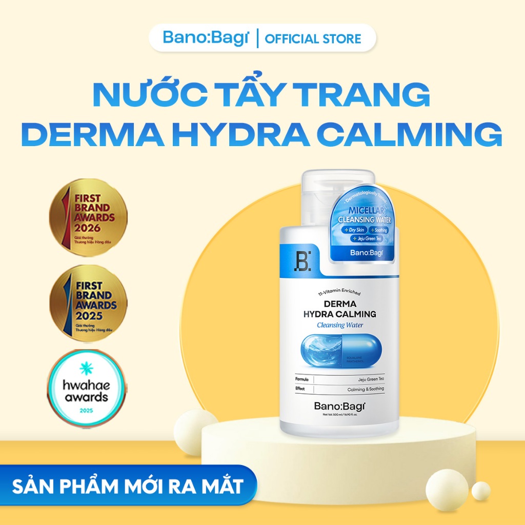 Nước tẩy trang Bano:Bagi Derma Hydra Calming Cleansing Water 500ML