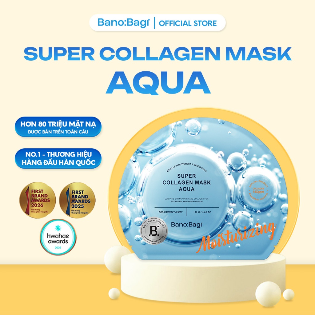 Mặt Nạ Bano:Bagi Super Collagen Mask Aqua tăng cường khả năng giữ ẩm làm săn chắc da 30ml