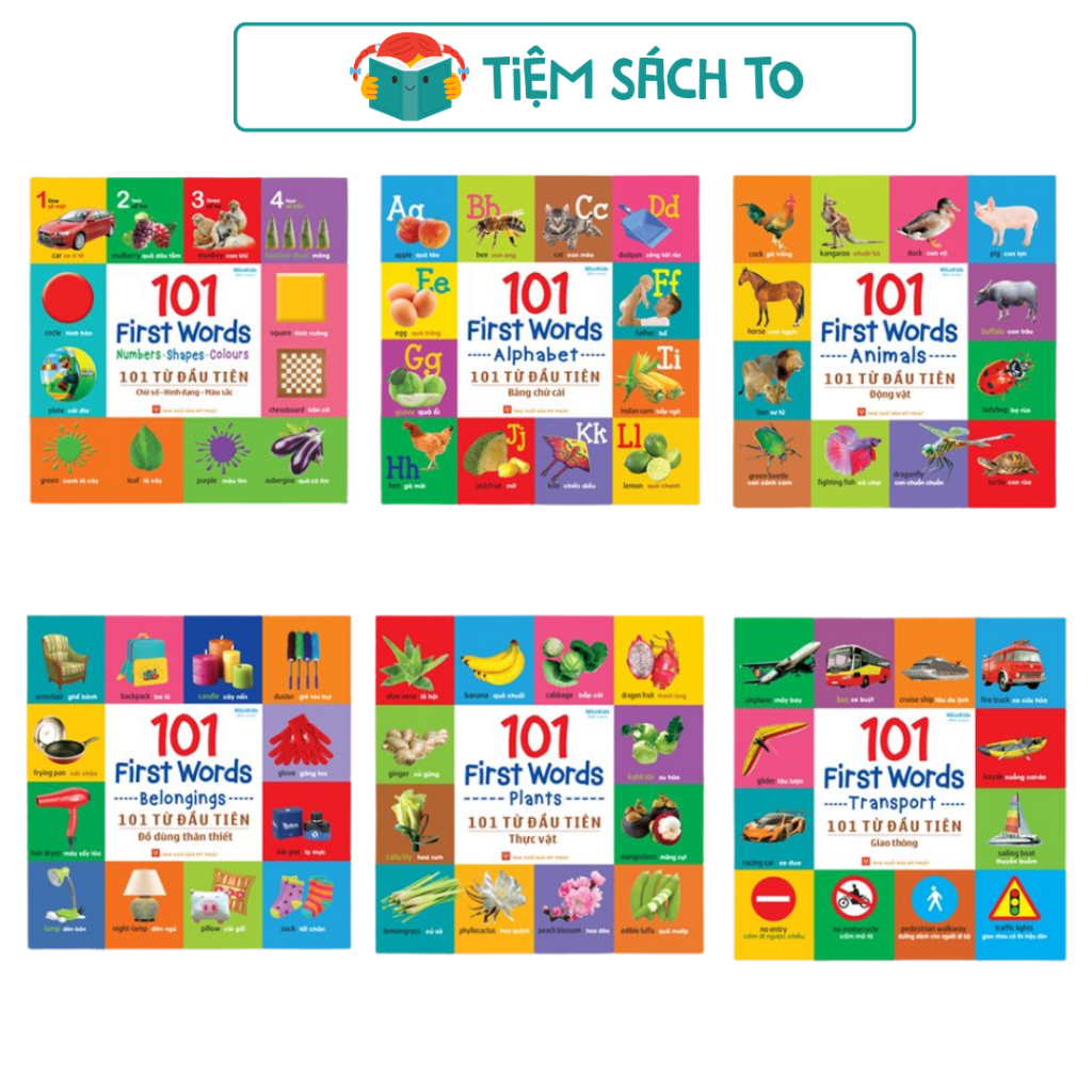 Sách - 101 Từ Đầu Tiên: Động Vật+Giao Thông+CS HD MS+Đồ Dùng Thân Thiết+Thực Vật+Bảng Chữ Cái (Sách Lẻ)
