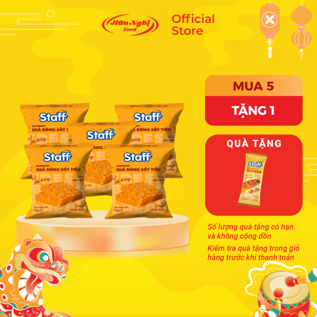 COMBO 5 Bánh mì Chà bông sốt tiêu 60g Staff