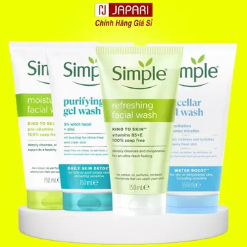 Sữa Rửa Mặt Simple CHÍNH HÃNG Cho Da Dầu Mụn, Khô, Nhạy Cảm - Sửa Rửa Mặt Simple Kind To Skin Cho Nam Nữ Srm Japari