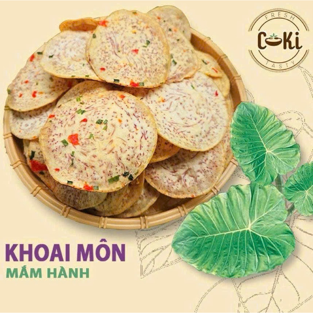 Khoai Môn Mắm Hành CoKi Food Ăn Vặt Nhà Làm (200gr/ Túi) Chay Mặn Ăn Được Snack Thức Ăn Tươi Không Chất Bảo Quản