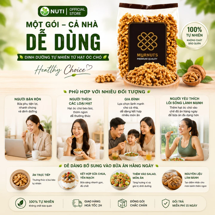 Nhân Hạt Óc Chó Mỹ Mornuts 400g – Óc Chó Vàng/Đỏ Tách Vỏ, Béo Bùi – 5