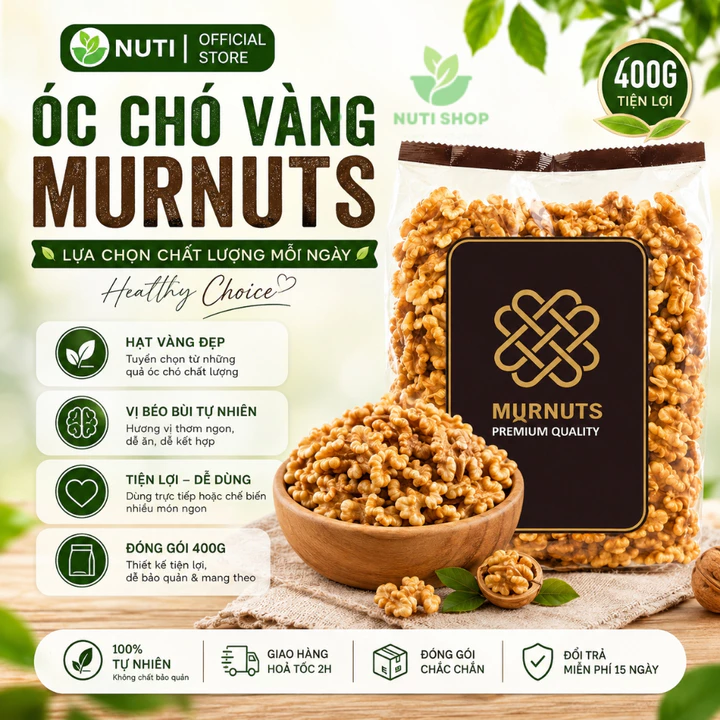 Nhân Hạt Óc Chó Mỹ Mornuts 400g – Óc Chó Vàng/Đỏ Tách Vỏ, Béo Bùi – 2