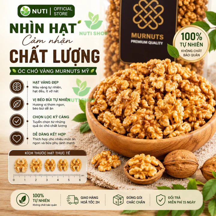 Nhân Hạt Óc Chó Mỹ Mornuts 400g – Óc Chó Vàng/Đỏ Tách Vỏ, Béo Bùi – 3
