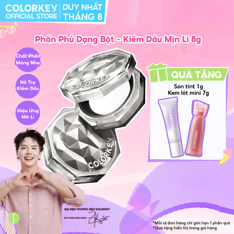Phấn Phủ Bột Colorkey Kiềm Dầu 8g - Không Bị Flashback, Hạt Phấn Siêu Mịn, Mờ Lỗ Chân Lông, Lâu Trôi