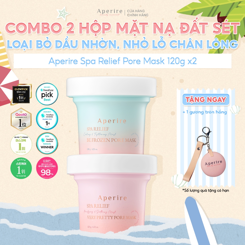 COMBO 2 Hộp Mặt Nạ Đất Sét Loại Bỏ Dầu Nhờn, Nhỏ Lỗ Chân Lông Aperire Spa Relief Pore Mask 120g x2