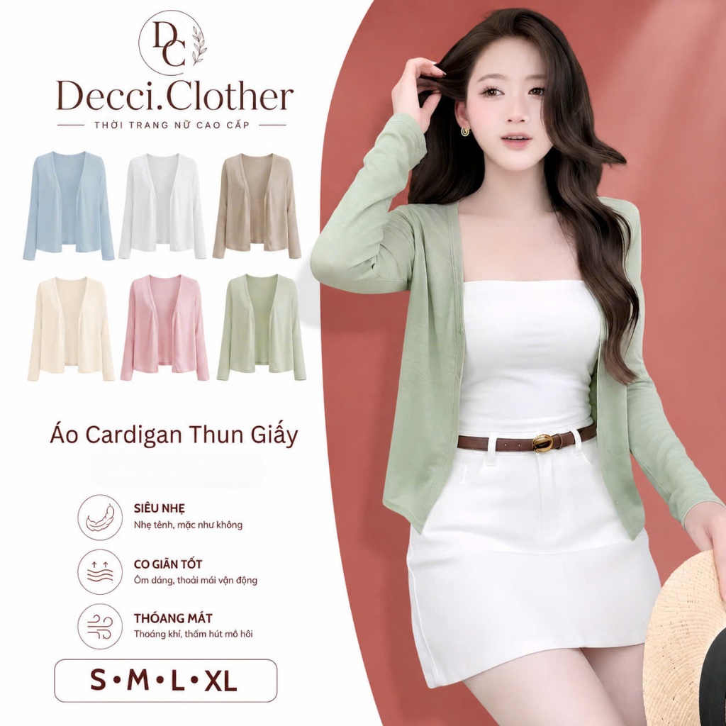 Áo khoác cardigan dáng dài ,áo phối kiểu mặc bên ngoài nữ tay dài vải cotton giấy-A40 | BigBuy360 - bigbuy360.vn