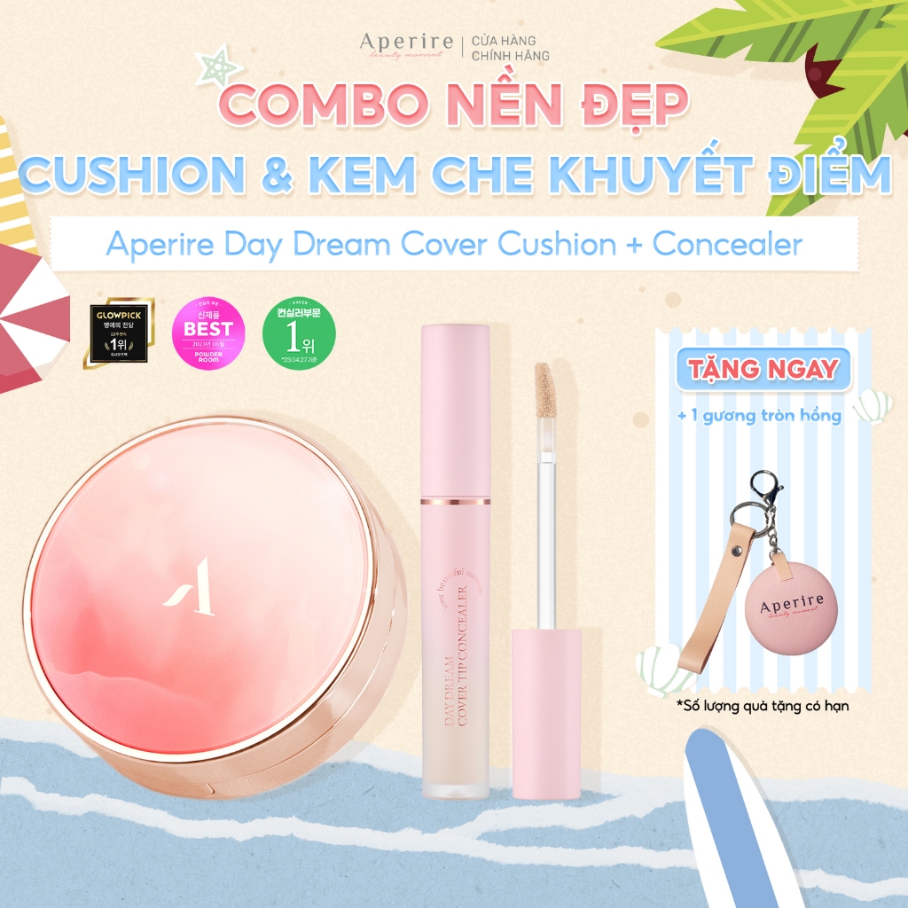 COMBO Cushion & Kem Che Khuyết Điểm Aperire Che Phủ Hoàn Hảo, Giúp Nền Đẹp Không Tì Vết