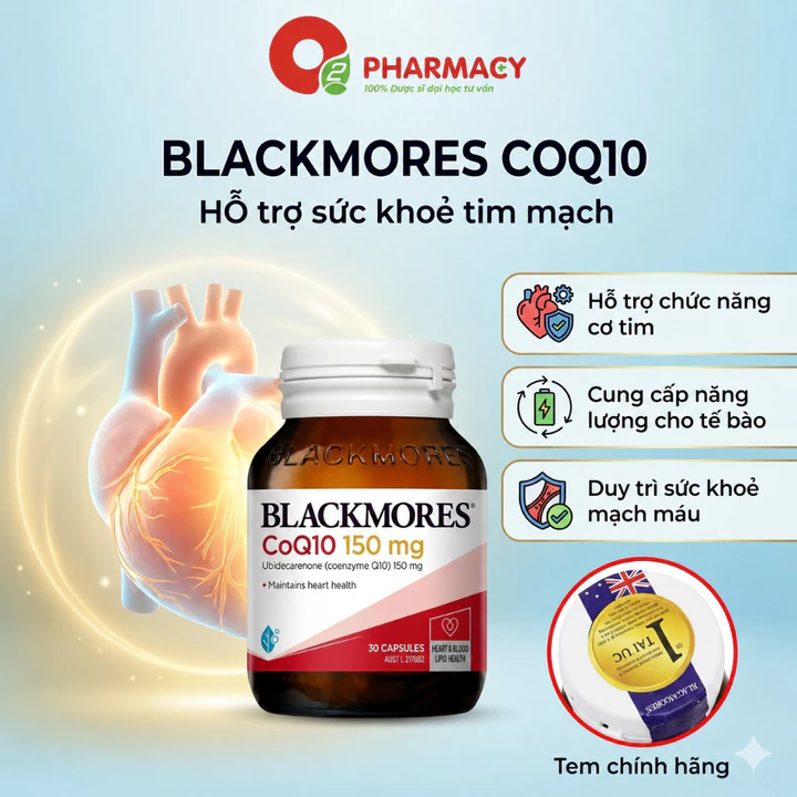 (Úc) Viên Uống Hỗ Trợ Duy Trì Sức Khoẻ Tim Mạch Blackmores CoQ10 Coenzyme Q10