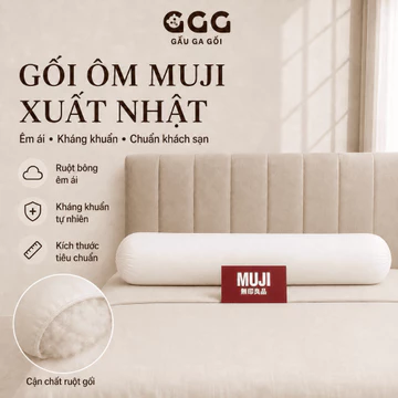 Gối Ôm Muji xuất Nhật, gối ôm hình gấu đáng yêu cho bé, ruột gối ôm Kháng Khuẩn kích thước tiêu chuẩn Khách sạn