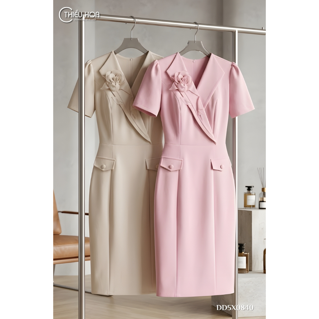 Đầm thiết kế nữ được làm từ chất liệu Cotton chéo với phong cách sang trọng,tinh tế thương hiệu Thiều Hoa DD5X0840