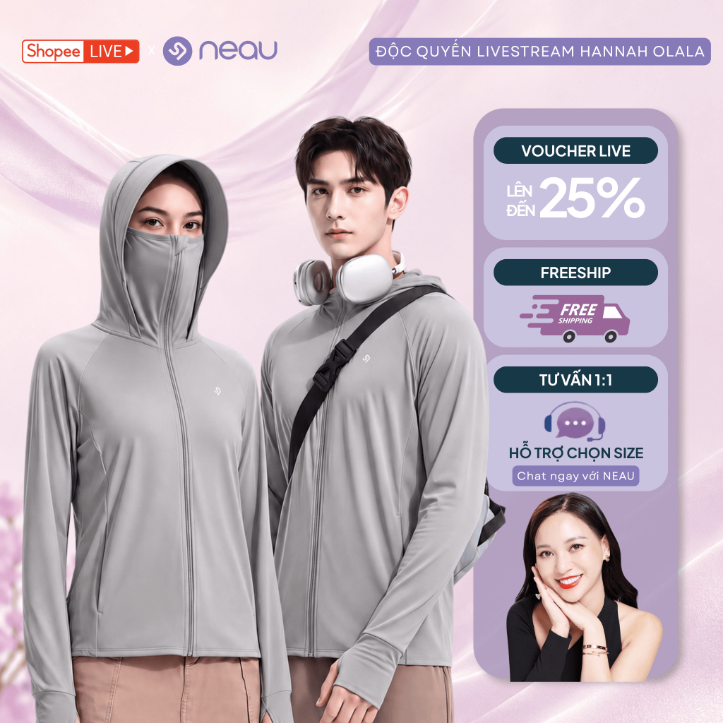 [Hannah OlalaxNEAU] NEAU SilkShell Original Áo Khoác Chống Nắng Nữ Mát Lạnh Chống Tia UV 99% Thoáng Khí Dáng Rộng CV101 | BigBuy360 - bigbuy360.vn