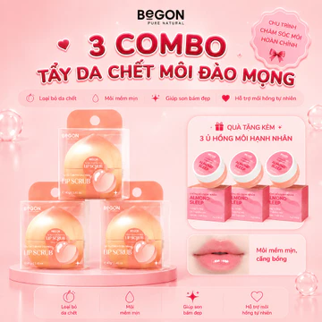 [3 Combo] Tẩy Da Chết Môi Đào Mọng LIP SCRUB 40gr [Tặng Ủ Hồng Môi Hạnh Nhân 5gr], Dưỡng Ẩm Môi Mềm Mịn
