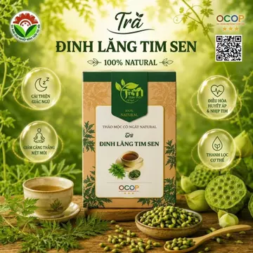 [Trà Thảo Mộc Cô Ngát] Trà Đinh Lăng Tim Sen OCOP 3 Sao – Thảo Mộc Cỏ Ngọt 30 gói Thành phần từ thảo mộc tự nhiên