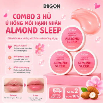 [Combo 3 Hủ] Ủ Hồng Môi Hạnh Nhân Almond Sleep BeGON, Hỗ Trợ Mềm Môi, Cải Thiện Thâm Có Vitamin C Thế Hệ Mới 5g