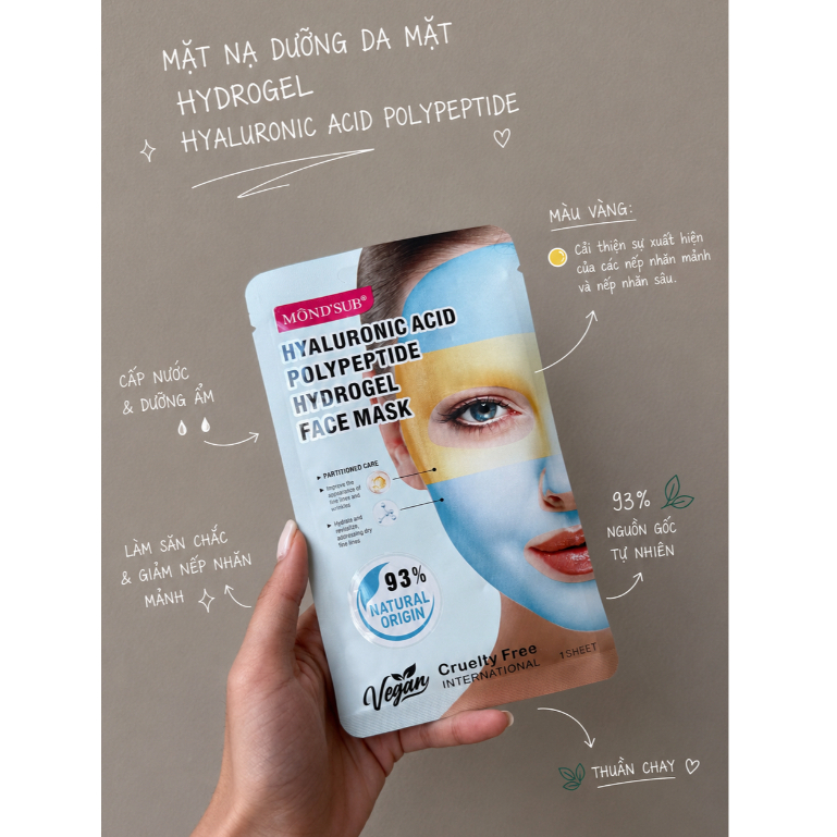 COMBO 10 Mặt Nạ Hydrogel MONDSUB Hyaluronic Acid Polypeptide | Cấp Ẩm Sâu, Giúp Da Căng Mịn | BigBuy360 - bigbuy360.vn