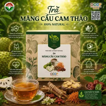 [Trà Thảo Mộc Cô Ngát] Trà Mãng Cầu Cam Thảo Natural - Thanh Nhiệt, Trà Thảo Mộc Tự Nhiên, Hậu Ngọt Dịu (10 túi x 8g)