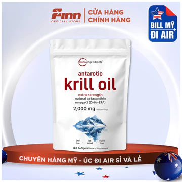 [BILL MỸ AIR] Viên Uống Dầu Nhuyễn Thể Krill Oil Antarctic Extra Strength 2000mg 120 Viên (Túi)