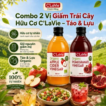 Combo 2 Giấm Trái Cây Hữu Cơ C’LaVie – Giấm Táo & Giấm Lựu 500ml