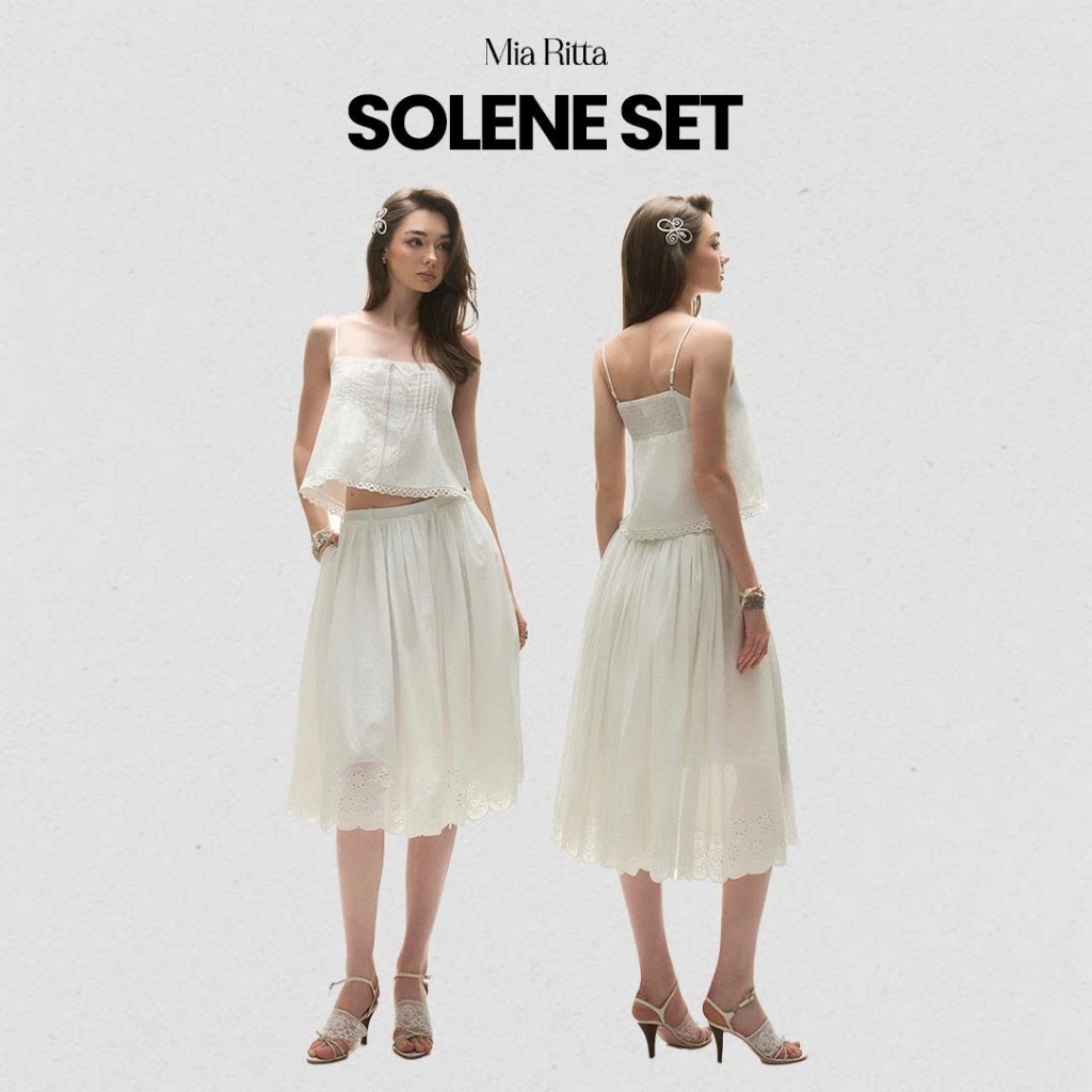 [TÁCH SET] Áo hai dây nữ MIA RITTA và chân váy suôn dáng xoè phối ren tiểu thư SOLENE TOP & SOLENE SKIRT - T0062 B0047