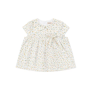 TUBYCATU Áo Babydoll Hoa Nhí Cổ Sen Thắt Nơ Flora Ribbon Nữ Tính Dễ Thương