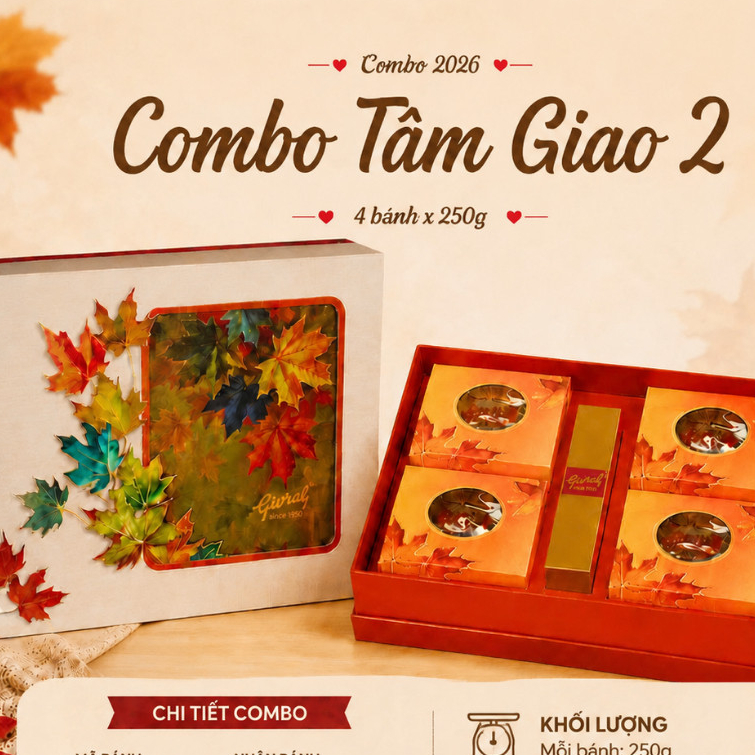 Bánh Trung Thu Givral Tâm Giao 2 (4 Bánh 250g) (17A-8A-5A-9A)