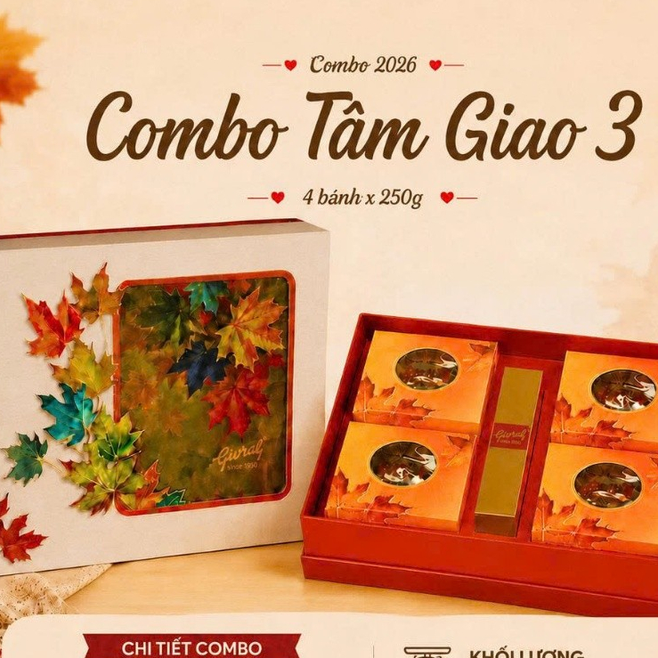 GIVRAL-Bánh Trung Thu Givral Tâm Giao 3 (4 Bánh250g)  (2A-3A-11A-30A)