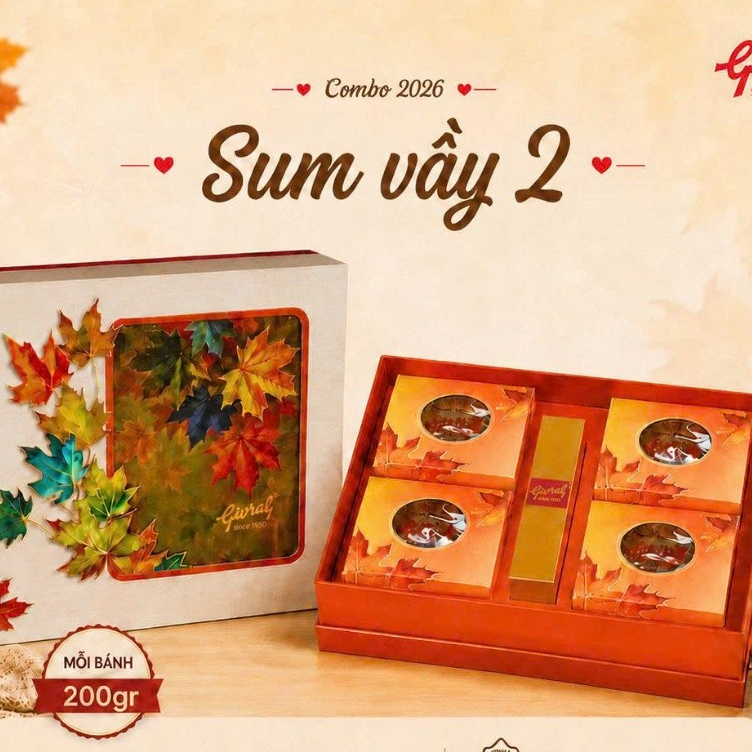 GIVRAL-Bánh Trung Thu Givral Sum Vầy 2 (4 Bánh – 200g)(2B-3B-5B-9B)