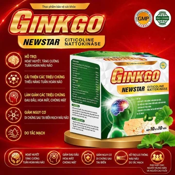 Viên uống bổ não Ginkgo Newstar chứa Ginkgo biloba giúp tan máu đông, tăng tuần hoàn máu não Hộp 100 viên