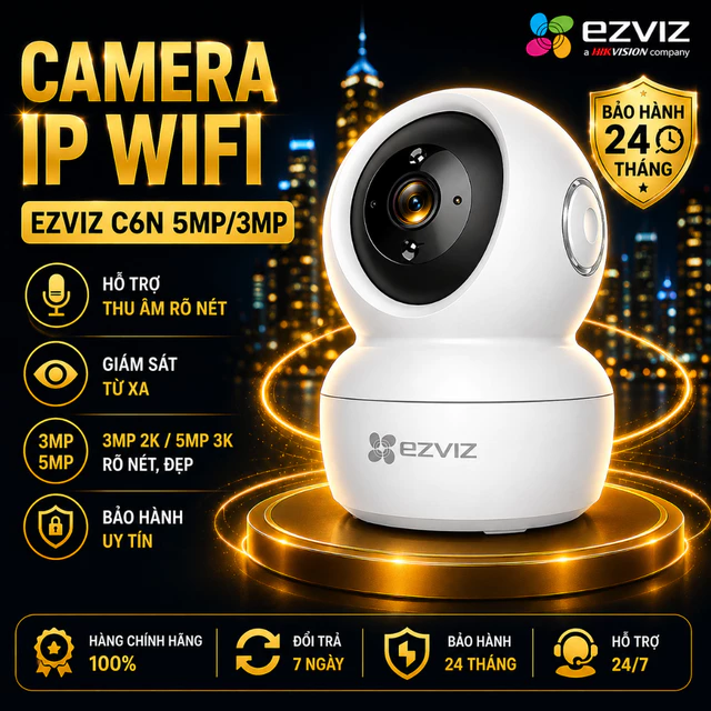 Camera EZVIZ H6C C6N 3MP 2K 5MP 3K G1 Camera 360 Độ Camera Wifi Trong Nhà Quay Quét Theo Dõi Chuyển Động
