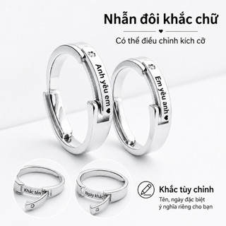 Couple Rings, adjustable, engravable by HU Quà tặng tùy chỉnh