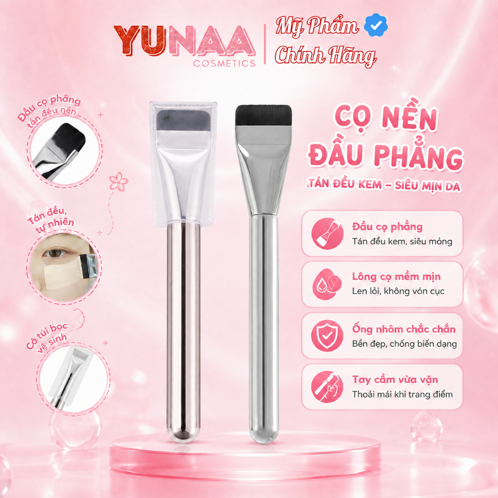 [Y106] Cọ Nhôm VUÔNG DẸP PHẲNG - Tán Kem Nền, Phấn Nền - Foundation Brush