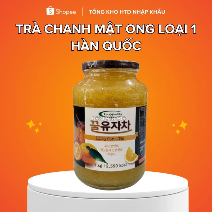 Trà Gừng Mật Ong PureHealthy Hàn Quốc 1KG | Honey Ginger Tea | Trà Gừng Thơm Ấm, Dễ Pha