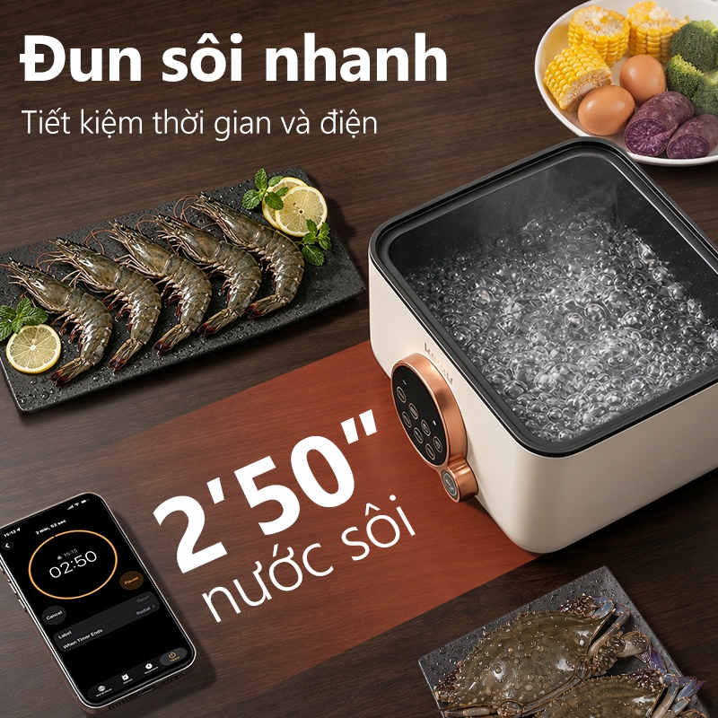 Nồi hấp điện Kawu 24L 4 tầng inox 304 đa năng hấp nguyên con gà nấu lẩu 10s nóng Nồi lẩu điện | BigBuy360 - bigbuy360.vn