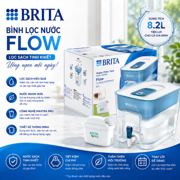 Bình Lọc Nước BRITA Flow 8.2L, Hàng Chính Hãng, BH 12 Tháng