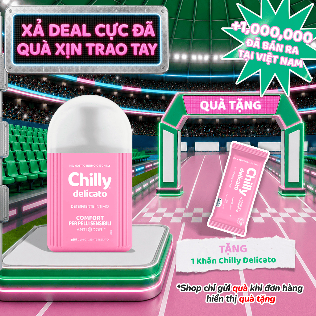 (CHẠM DỊU NÂNG NIU) Dung dịch vệ sinh phụ nữ Chilly Delicato 200ml thơm dịu dành cho da nhạy cảm
