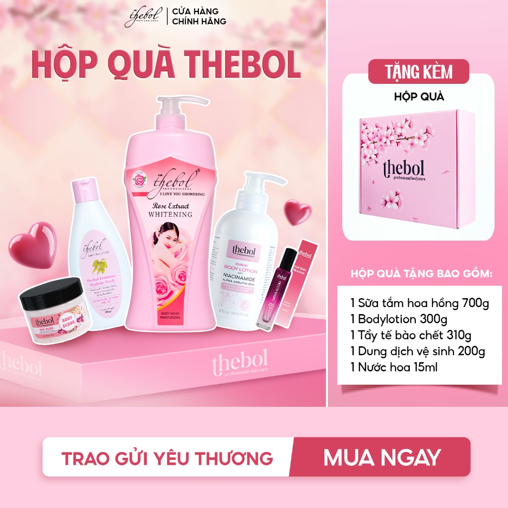 [HỘP QUÀ THƯƠNG NÀNG] HỘP QUÀ THEBOL 5 SẢN PHẨM CHĂM SÓC CƠ THỂ ( SỮA TẮM - TTBC - DDVS - BODY LOTION - NƯỚC HOA)