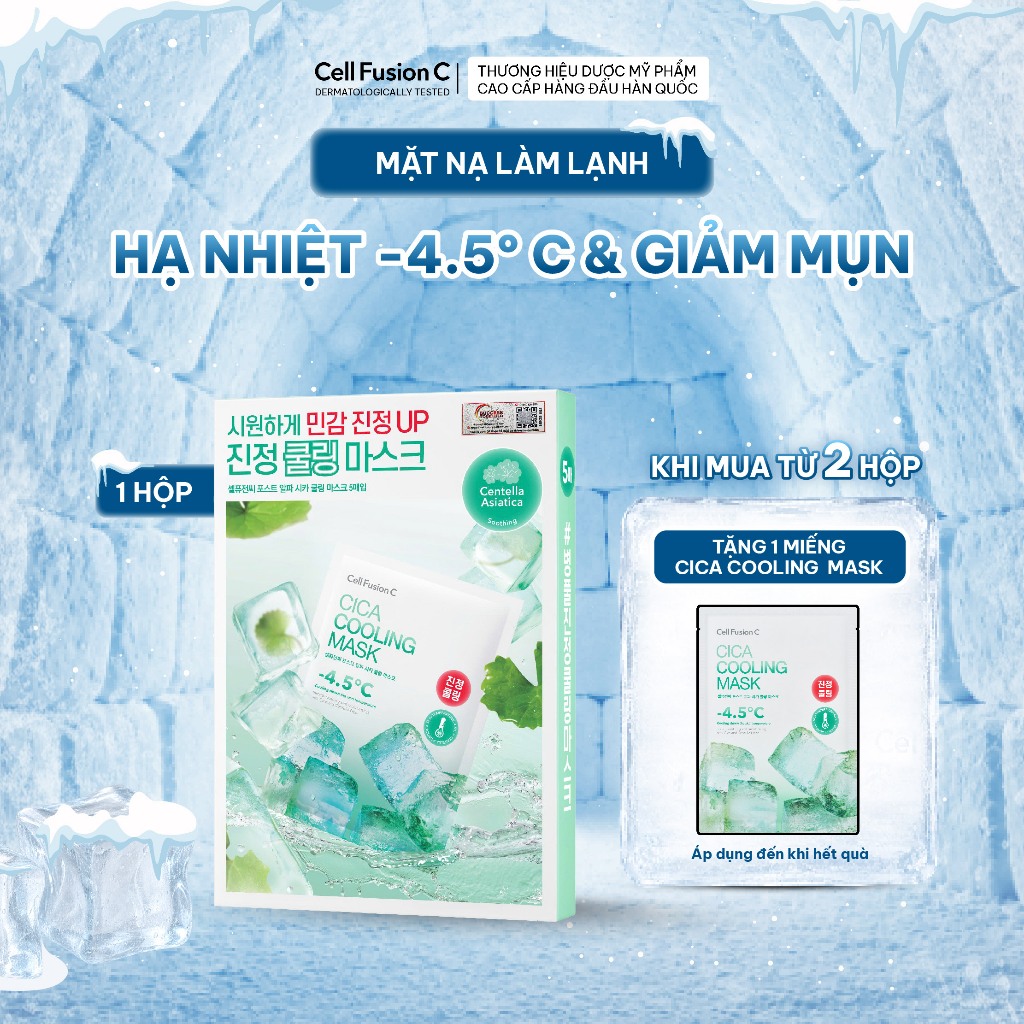 Mặt Nạ Rau Má Hạ Nhiệt Giảm Mụn & Làm Dịu Da Cell Fusion C Cica Cooling Mask 5 Miếng