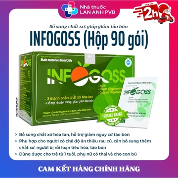 INFOGOSS (Hộp 90 gói) - Chất xơ hòa tan dành cho người táo bón, giúp đường ruột khỏe mạnh.