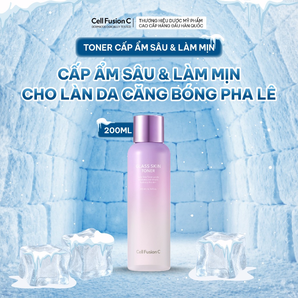 Toner Chứa AHA BHA Cấp Ẩm Làm Sáng & Căng Bóng Da Cell Fusion C Glass Skin Toner 200ml
