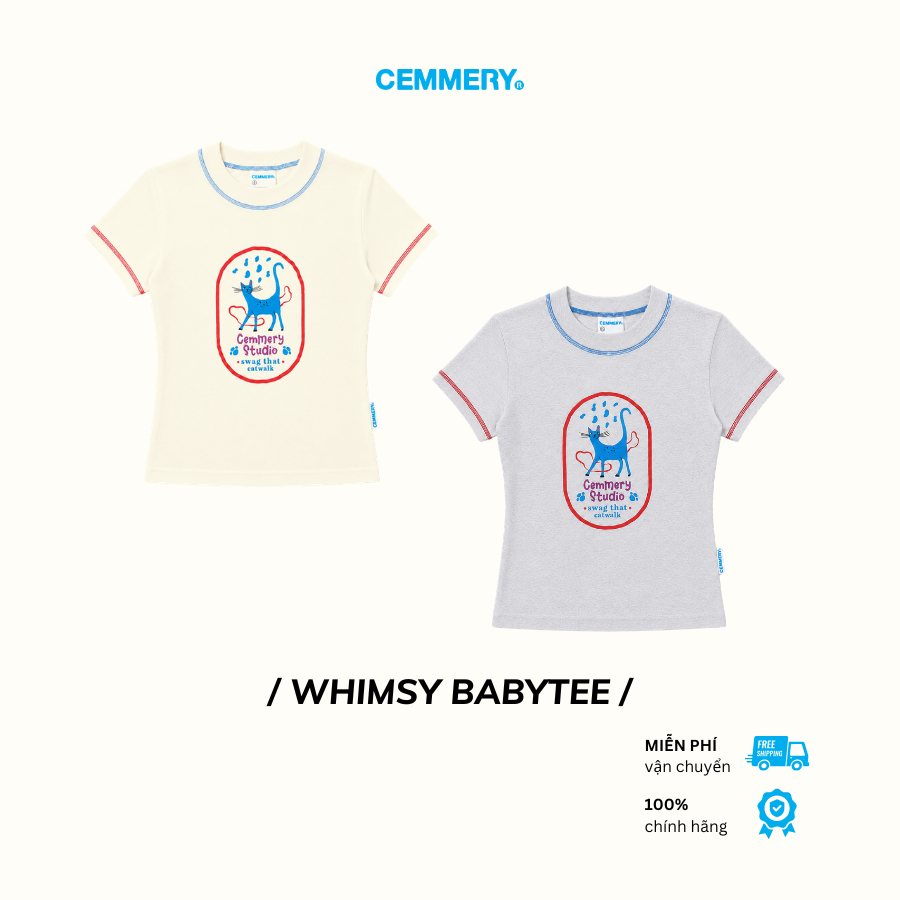 Áo Baby Tee CEMMERY Local Brand Chính Hãng Whimsy Baby Tee Cotton 2 Chiều Hình In Lụa 2 Màu