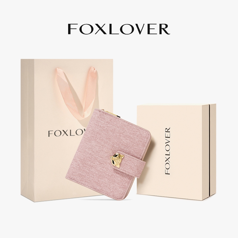 FOXLOVER Ví nữ Dáng ngắn 14 ngăn thẻ Đơn giản thời trang Tặng kèm hộp quà Thích hợp làm quà tặng