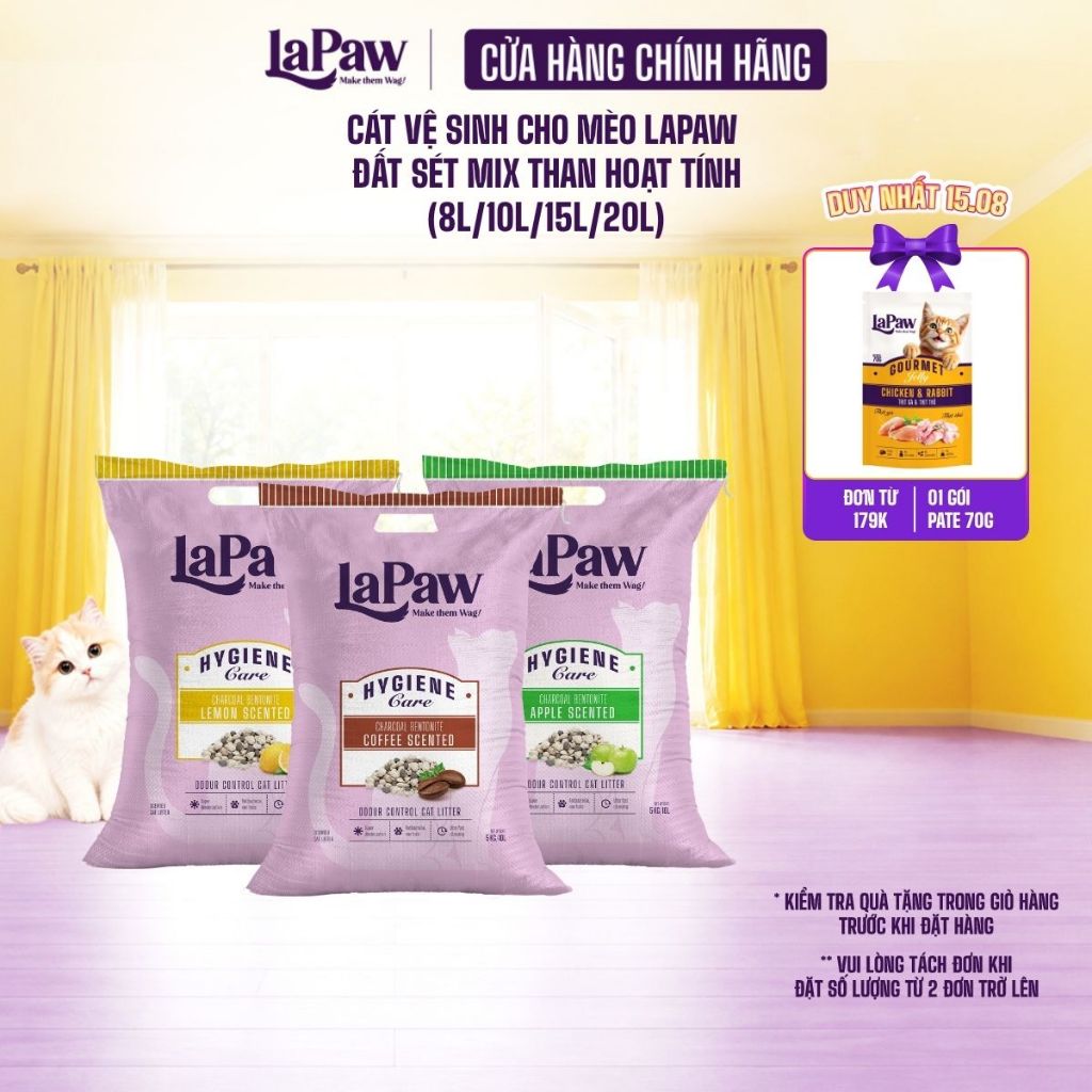 laPaw Cát vệ sinh cho mèo than hoạt tính cao cấp siêu vón cục, siêu khử mùi, thơm lâu, ít bụi 8L/10L/15L/20L | BigBuy360 - bigbuy360.vn