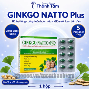 (Vàng) Viên uống GINKGO NATTO PLUS 125mg giúp tăng cường trí nhớ - Hộp 100 Viên
