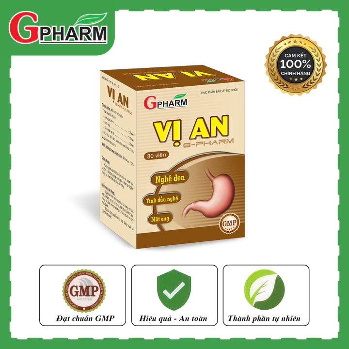 Thực phẩm bảo vệ sức khỏe Viên uống Hỗ trợ giảm đau dạ dày, tá tràng VỊ AN Hộp 30 Viên
