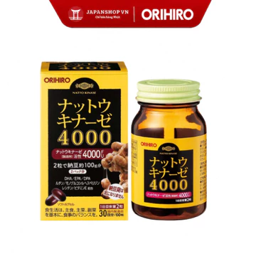 Viên uống Nattokinase ORIHIRO 4000FU 60 viên hỗ trợ tuần hoàn và sức khỏe tim mạch chính hãng Nhật Bản