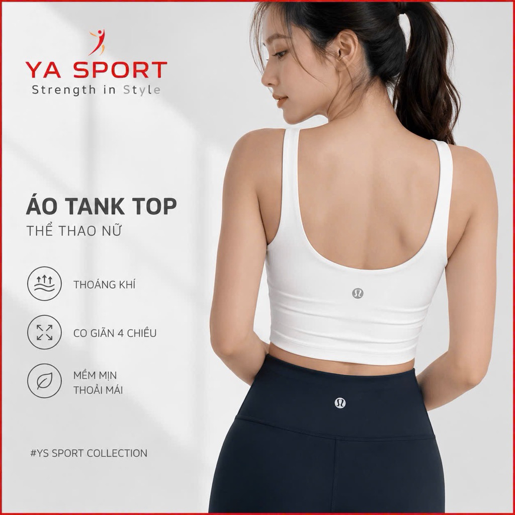 Áo Thể Thao Nữ LULU Phiên Bản Gốc YS432A - Áo Tank Top Có Bra Ôm Dáng Co Giãn 4 Chiều Tập Gym Yoga Pilates
