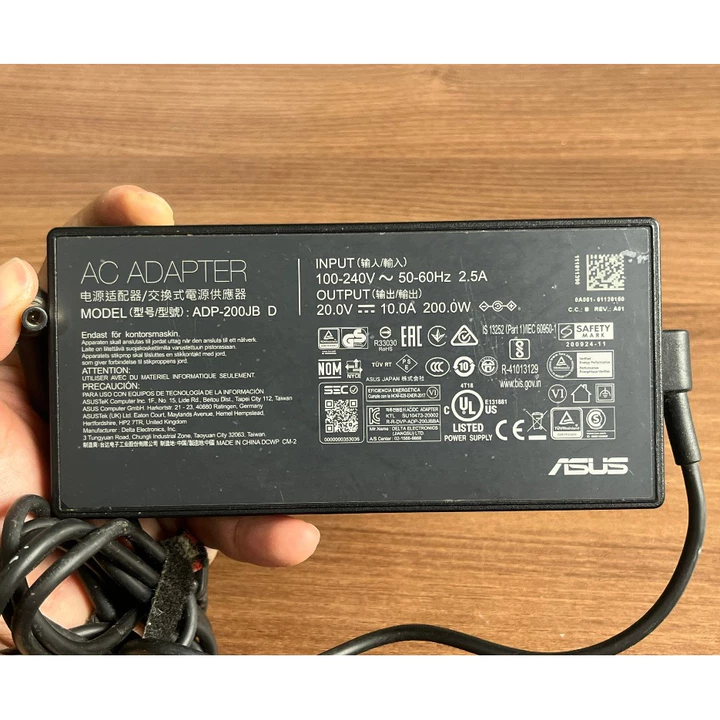 Bán sạc Laptop Asus Gaming TUF Chân Kim , 200W ( 20V - 10A ) Hàng Cũ Zin Theo Máy , Chính Hãng